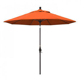 Sun Master Series 9' Patio Umbrella with Bronze Aluminum Pole Fiberglass Ribs Collar Tilt Crank Lift and Sunbrella 1A Melon Fabric
