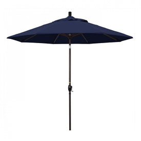Pacific Trail Series 9' Patio Umbrella with Bronze Aluminum Pole and Ribs Push Button Tilt Crank Lift and Olefin Navy Fabric