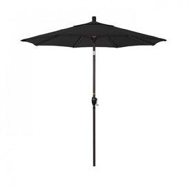 Pacific Trail Series 7.5' Patio Umbrella with Bronze Aluminum Pole and Ribs Push Button Tilt Crank Lift and Olefin Black Fabric