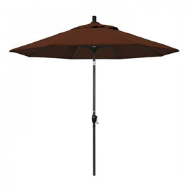 Pacific Trail Series 9' Patio Umbrella with Stone Black Aluminum Pole and Ribs Push Button Tilt Crank Lift and Sunbrella 2A Bay Brown Fabric