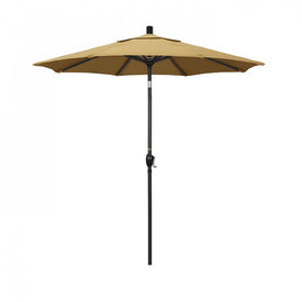 Pacific Trail Series 7.5' Patio Umbrella with Stone Black Aluminum Pole and Ribs Push Button Tilt Crank Lift and Sunbrella 1A Wheat Fabric