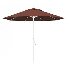 Sun Master Series 9' Patio Umbrella with Matted White Aluminum Pole Fiberglass Ribs Collar Tilt Crank Lift and Olefin Terracotta Fabric