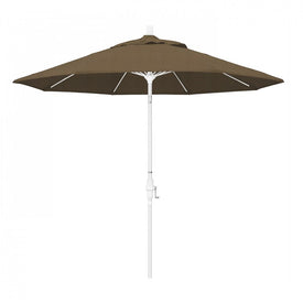 Sun Master Series 9' Patio Umbrella with Matted White Aluminum Pole Fiberglass Ribs Collar Tilt Crank Lift and Olefin Woven Sesame Fabric