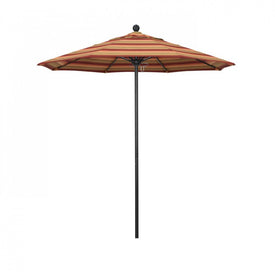 Venture Series 7.5' Patio Umbrella with Stone Black Aluminum Pole Fiberglass Ribs Push Lift and Sunbrella 2A Astoria Sunset Fabric