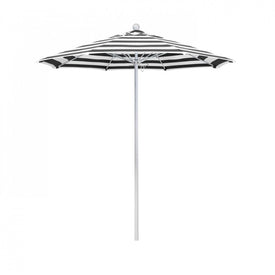 Venture Series 7.5' Patio Umbrella with Matted White Aluminum Pole Fiberglass Ribs Push Lift and Sunbrella 2A Cabana Classic Fabric