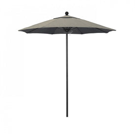 Venture Series 7.5' Patio Umbrella with Stone Black Aluminum Pole Fiberglass Ribs Push Lift and Sunbrella 1A Spectrum Dove Fabric