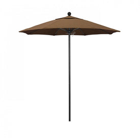 Venture Series 7.5' Patio Umbrella with Stone Black Aluminum Pole Fiberglass Ribs Push Lift and Sunbrella 1A Teak Fabric
