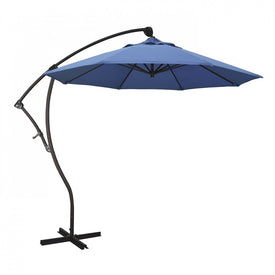 Bayside Series 9' Cantilever with Bronze Aluminum Pole and Ribs 360 Rotation Tilt Crank Lift and Olefin Frost Blue Fabric