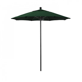 Venture Series 7.5' Patio Umbrella with Stone Black Aluminum Pole Fiberglass Ribs Push Lift and Sunbrella 1A Forest Green Fabric