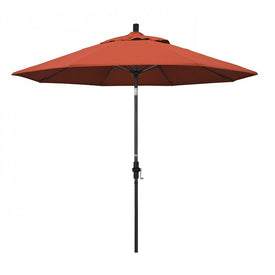 Sun Master Series 9' Patio Umbrella with Matted Black Aluminum Pole Fiberglass Ribs Collar Tilt Crank Lift and Olefin Sunset Fabric