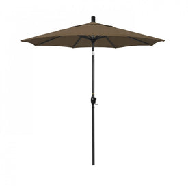 Pacific Trail Series 7.5' Patio Umbrella with Stone Black Aluminum Pole and Ribs Push Button Tilt Crank Lift and Olefin Woven Sesame Fabric