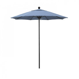Venture Series 7.5' Patio Umbrella with Stone Black Aluminum Pole Fiberglass Ribs Push Lift and Sunbrella 1A Air Blue Fabric