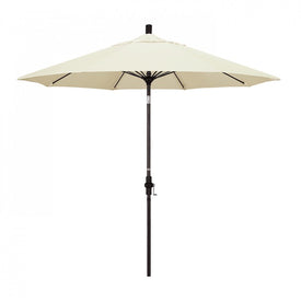 Sun Master Series 9' Patio Umbrella with Bronze Aluminum Pole Fiberglass Ribs Collar Tilt Crank Lift and Sunbrella 1A Canvas Fabric