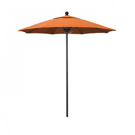 Venture Series 7.5' Patio Umbrella with Stone Black Aluminum Pole Fiberglass Ribs Push Lift and Sunbrella 2A Tangerine Fabric