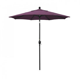 Pacific Trail Series 7.5' Patio Umbrella with Stone Black Aluminum Pole and Ribs Push Button Tilt Crank Lift and Sunbrella 2A Iris Fabric
