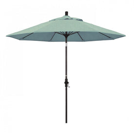 Sun Master Series 9' Patio Umbrella with Bronze Aluminum Pole Fiberglass Ribs Collar Tilt Crank Lift and Sunbrella 1A Spa Fabric