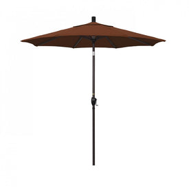Pacific Trail Series 7.5' Patio Umbrella with Bronze Aluminum Pole and Ribs Push Button Tilt Crank Lift and Olefin Terracotta Fabric