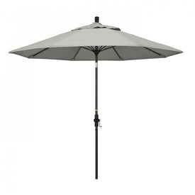 Sun Master Series 9' Patio Umbrella with Bronze Aluminum Pole Fiberglass Ribs Collar Tilt Crank Lift and Sunbrella 1A Granite Fabric