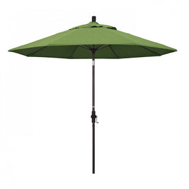 Sun Master Series 9' Patio Umbrella with Bronze Aluminum Pole Fiberglass Ribs Collar Tilt Crank Lift and Sunbrella 1A Spectrum Cilantro Fabric