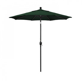 Pacific Trail Series 7.5' Patio Umbrella with Stone Black Aluminum Pole and Ribs Push Button Tilt Crank Lift and Sunbrella 1A Forest Green Fabric