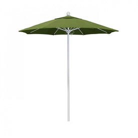 Venture Series 7.5' Patio Umbrella with Matted White Aluminum Pole Fiberglass Ribs Push Lift and Sunbrella 1A Spectrum Cilantro Fabric