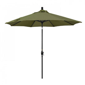 Pacific Trail Series 9' Patio Umbrella with Stone Black Aluminum Pole and Ribs Push Button Tilt Crank Lift and Olefin Terrace Fern Fabric