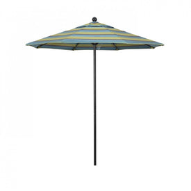 Venture Series 7.5' Patio Umbrella with Stone Black Aluminum Pole Fiberglass Ribs Push Lift and Sunbrella 2A Astoria Lagoon Fabric
