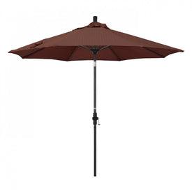 Sun Master Series 9' Patio Umbrella with Matted Black Aluminum Pole Fiberglass Ribs Collar Tilt Crank Lift and Olefin Terrace Adobe Fabric