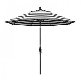 Sun Master Series 9' Patio Umbrella with Bronze Aluminum Pole Fiberglass Ribs Collar Tilt Crank Lift and Sunbrella 2A Cabana Classic Fabric