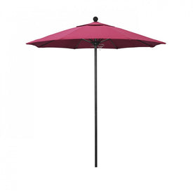 Venture Series 7.5' Patio Umbrella with Stone Black Aluminum Pole Fiberglass Ribs Push Lift and Sunbrella 2A Hot Pink Fabric