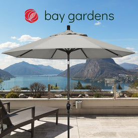 Pacific Trail Series 9' Patio Umbrella with Stone Black Aluminum Pole and Ribs Push Button Tilt Crank Lift and Sunbrella 1A Granite Fabric