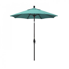 Sun Master Series 7.5' Patio Umbrella with Bronze Aluminum Pole Fiberglass Ribs Collar Tilt Crank Lift and Sunbrella 1A Aruba Fabric