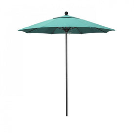 Venture Series 7.5' Patio Umbrella with Stone Black Aluminum Pole Fiberglass Ribs Push Lift and Sunbrella 1A Aruba Fabric
