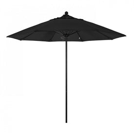 Venture Series 9' Patio Umbrella with Stone Black Aluminum Pole Fiberglass Ribs Push Lift and Sunbrella 1A Black Fabric