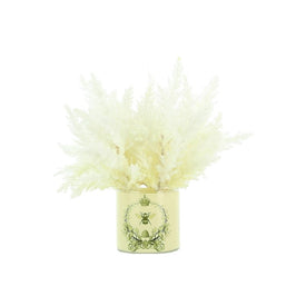 12" Artificial Pampas Grass Arrangement in Glass Vase with a Bee Label
