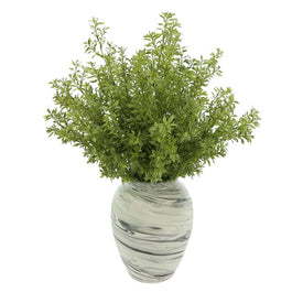 Artificial Plant Tea Leaves in a Ceramic Vase 17W x 23H x 17D Inch Green/Gray Ceramic/Poly/Silk/Plastic Saint Patrick's Day