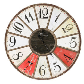 23.6" Iron and MDF Multi-Color Wall Clock