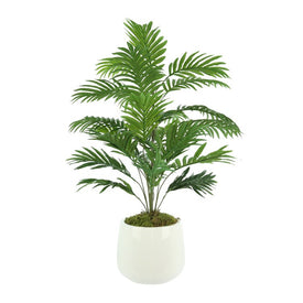 34" Artificial Palm Tree in White Round Pot