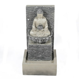 Meditating Buddha with Pedestal Resin Patio Water Fountain with LED Lights