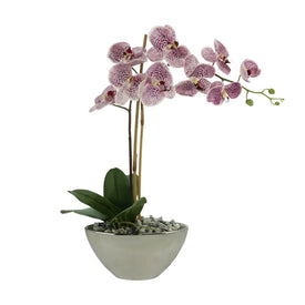 22" Artificial Purple Orchid in Glass Vase