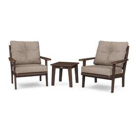 Lakeside Three-Piece Deep Seating Chair Set - Mahogany/Spiced Burlap