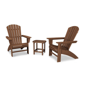 Nautical Three-Piece Curveback Adirondack Set - Teak