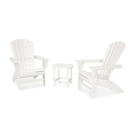 Nautical Three-Piece Curveback Adirondack Set - White