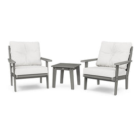 Lakeside Three-Piece Deep Seating Chair Set - Slate Gray/Textured Linen