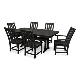 Vineyard Nautical Seven-Piece Trestle Dining Set - Black