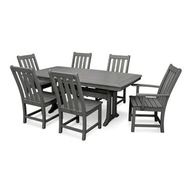 Vineyard Nautical Seven-Piece Trestle Dining Set - Slate Gray