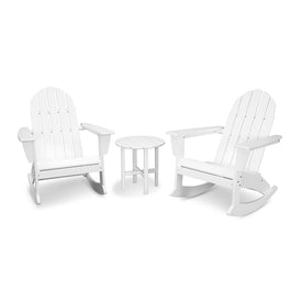 Vineyard Three-Piece Adirondack Rocking Chair Set - White