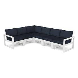 Edge Six-Piece Modular Deep Seating Set - White/Marine Indigo