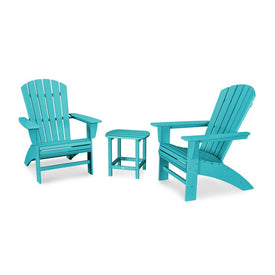 Nautical Three-Piece Curveback Adirondack Set - Aruba