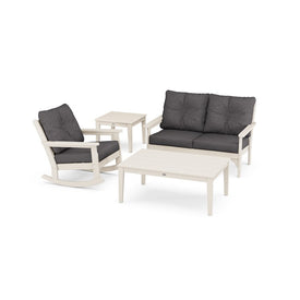 Vineyard Four-Piece Deep Seating Rocker Set - Sand/Antler Charcoal